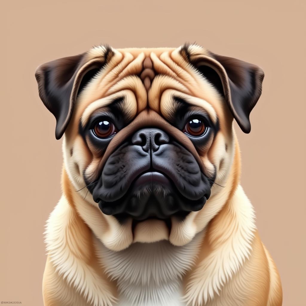 Pug portrait in oil painting