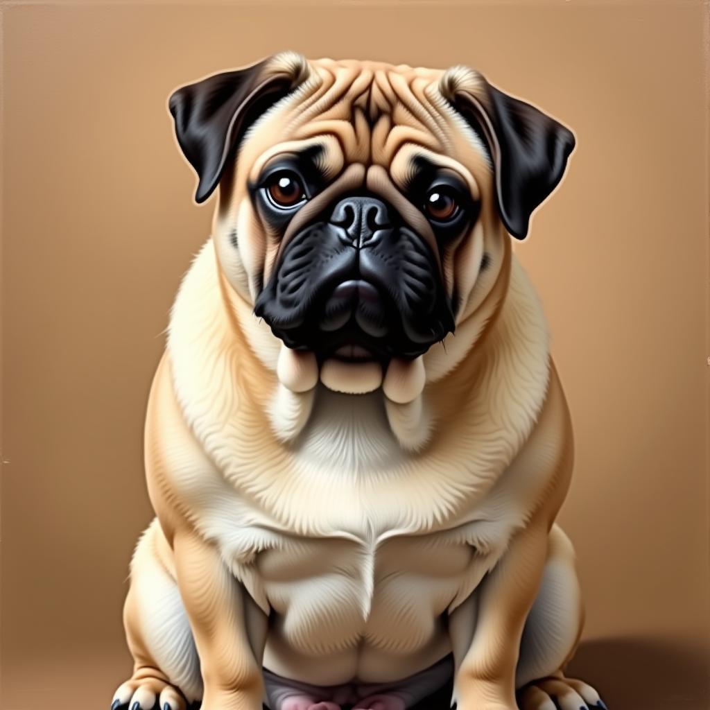 Pug Portrait in Oil Painting