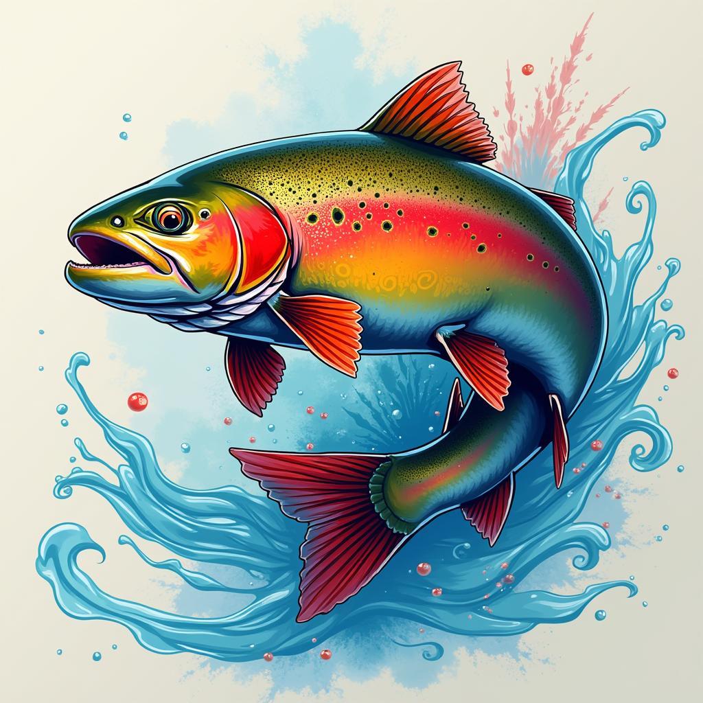 Abstract Digital Art of a Rainbow Trout