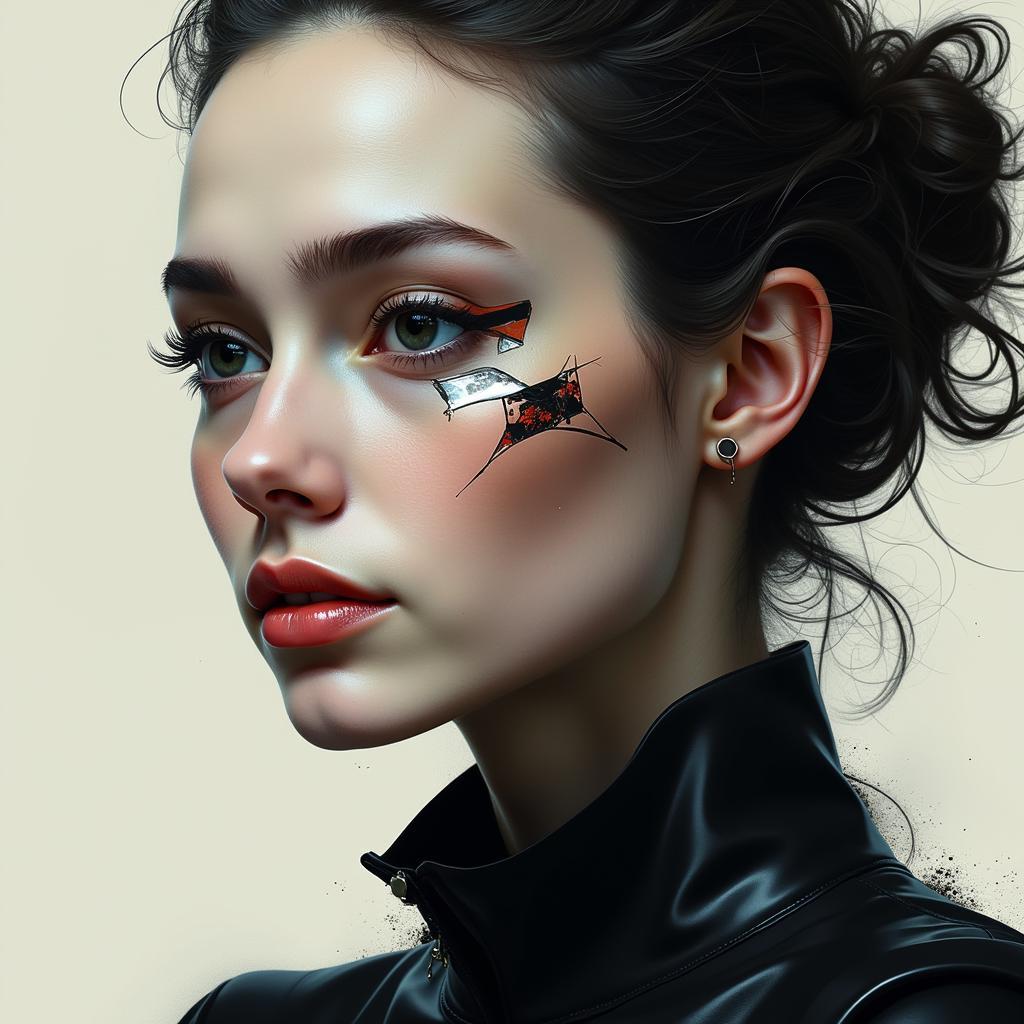 Digital Portrait with Razor Blade Inspired Details