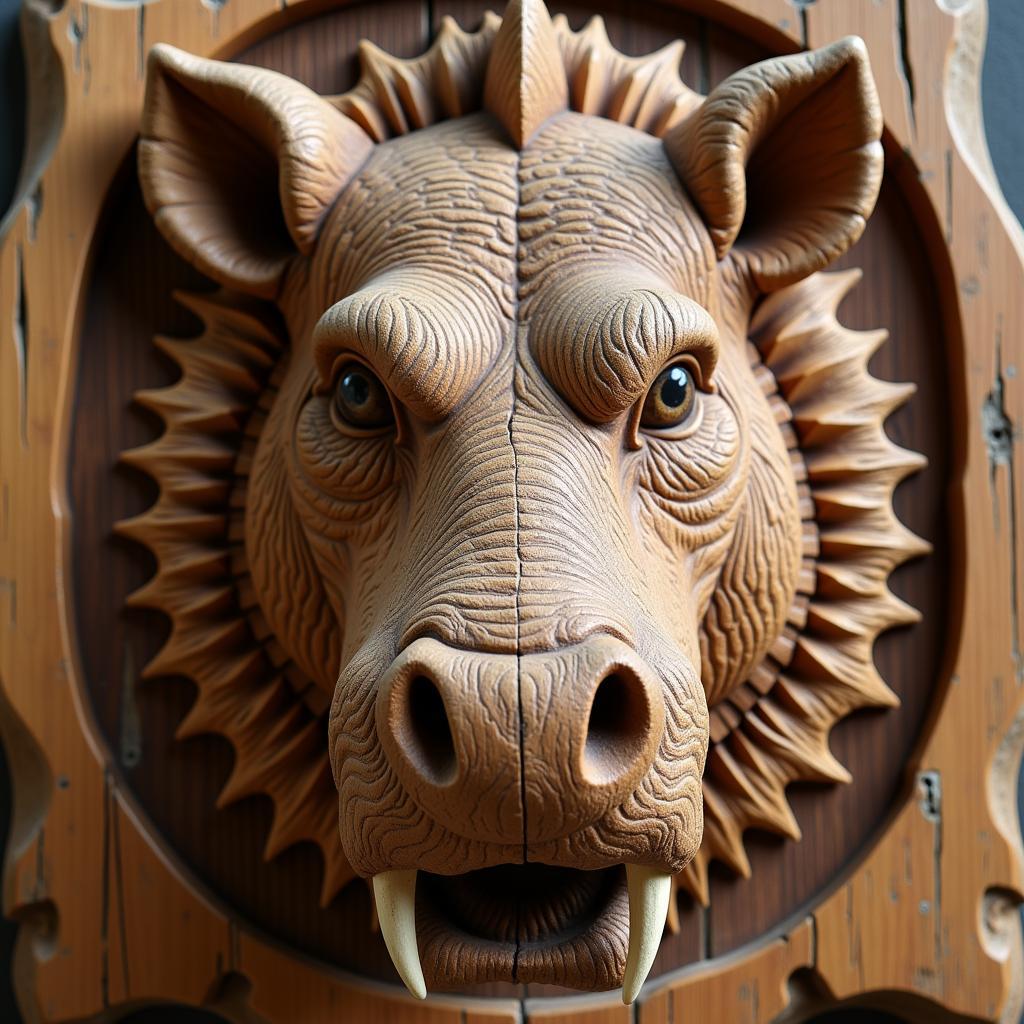 Razorback Wood Carving Wall Art