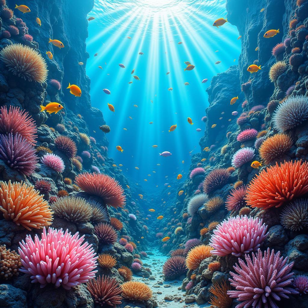 Realistic Ocean Canvas Art: A Vibrant Coral Reef Scene