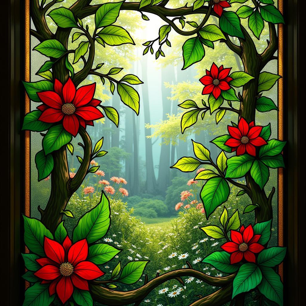 Red and Green Stained Glass Window