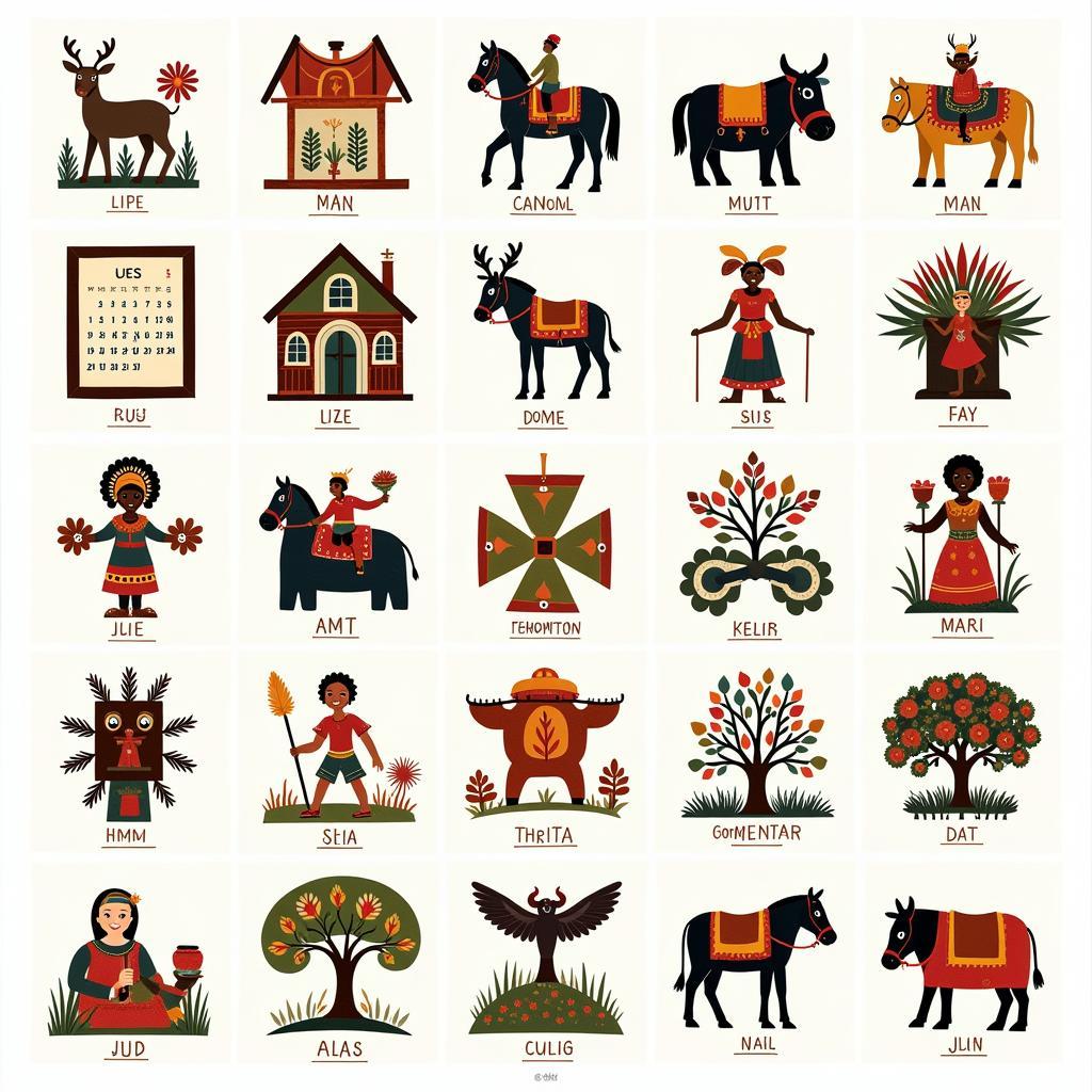 Regional folk art calendar styles from around the world