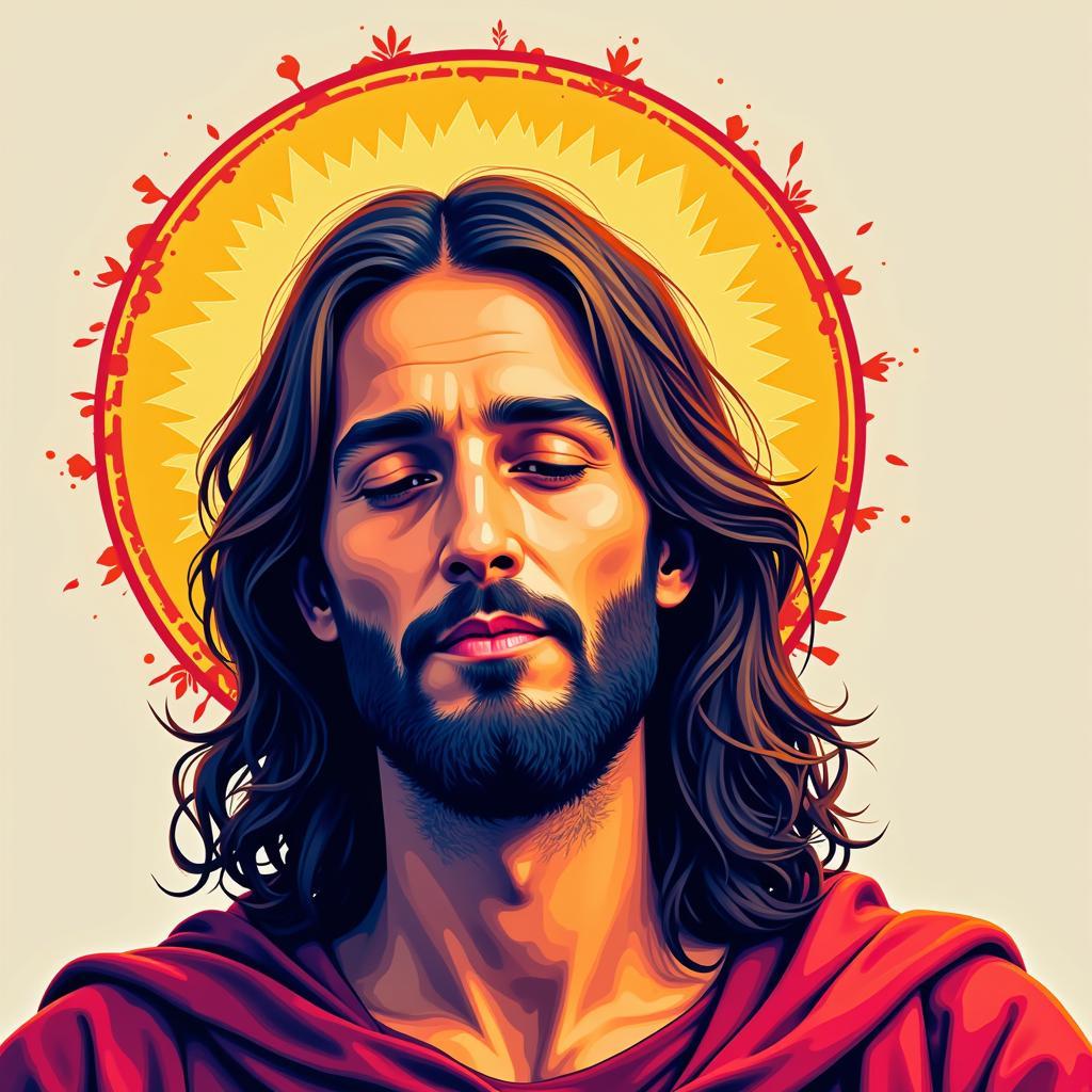 Digital artwork depicting a stylized figure of Jesus