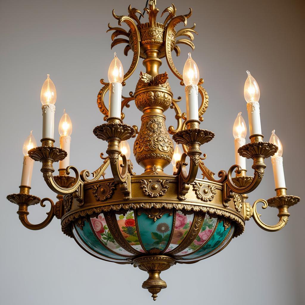 Renaissance Chandelier with Art Glass Accents