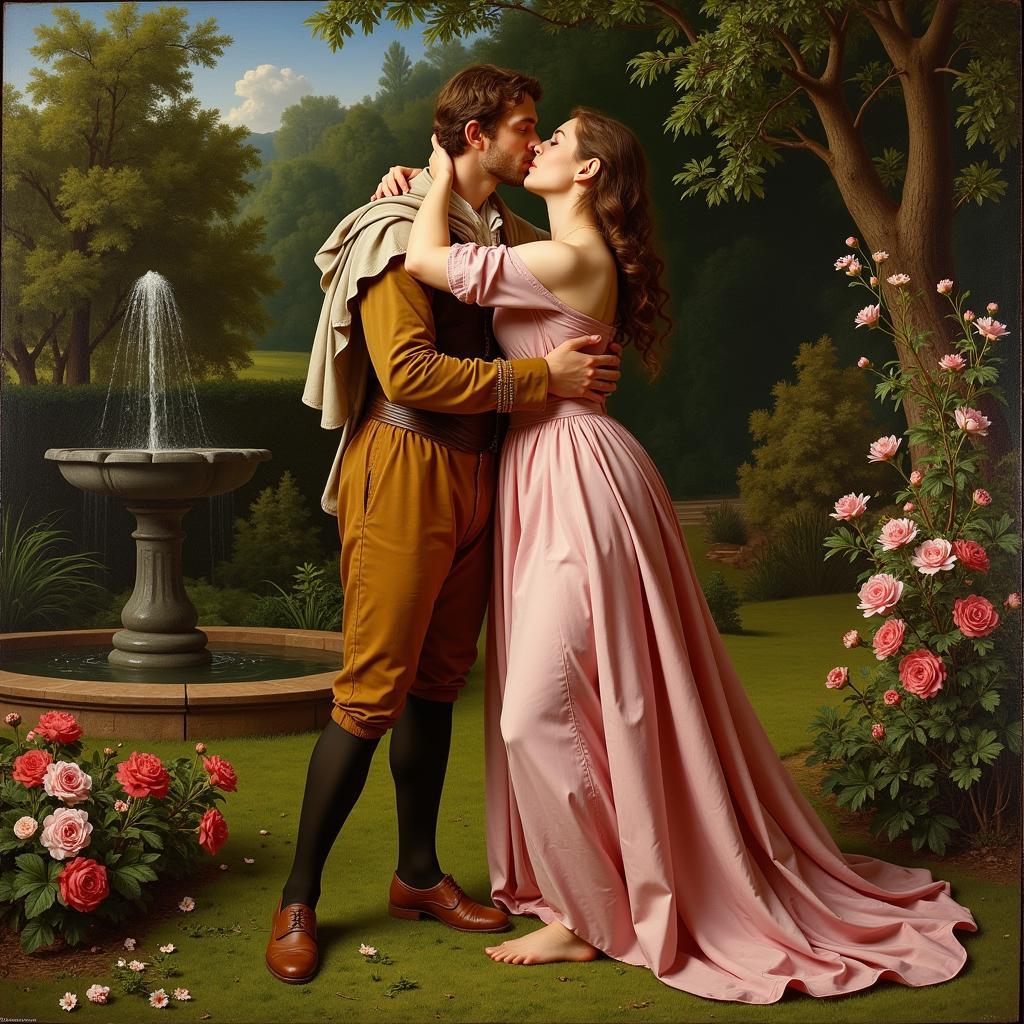 Renaissance Painting of a Couple Kissing