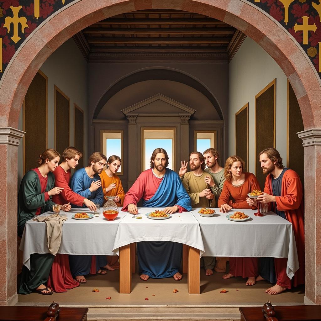 A Renaissance fresco depicting The Last Supper