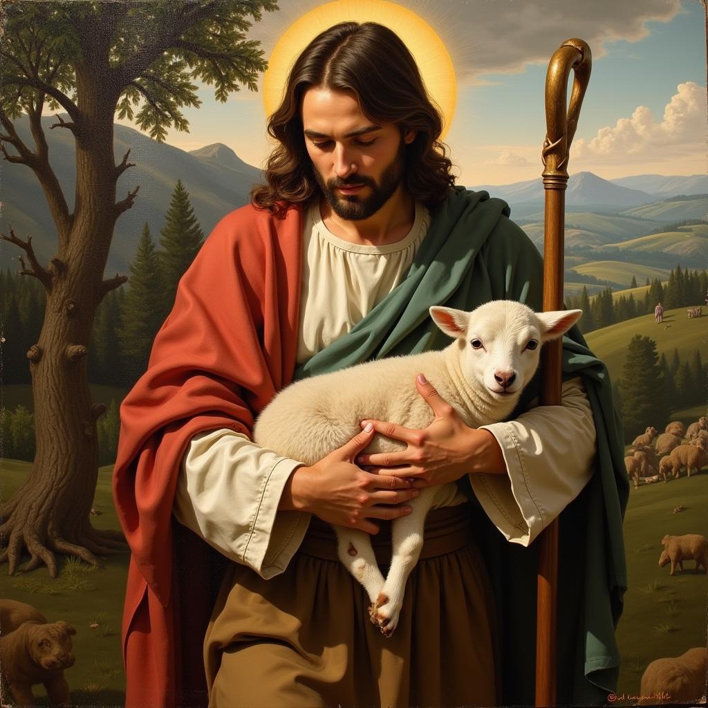 Renaissance Painting of Jesus as the Good Shepherd