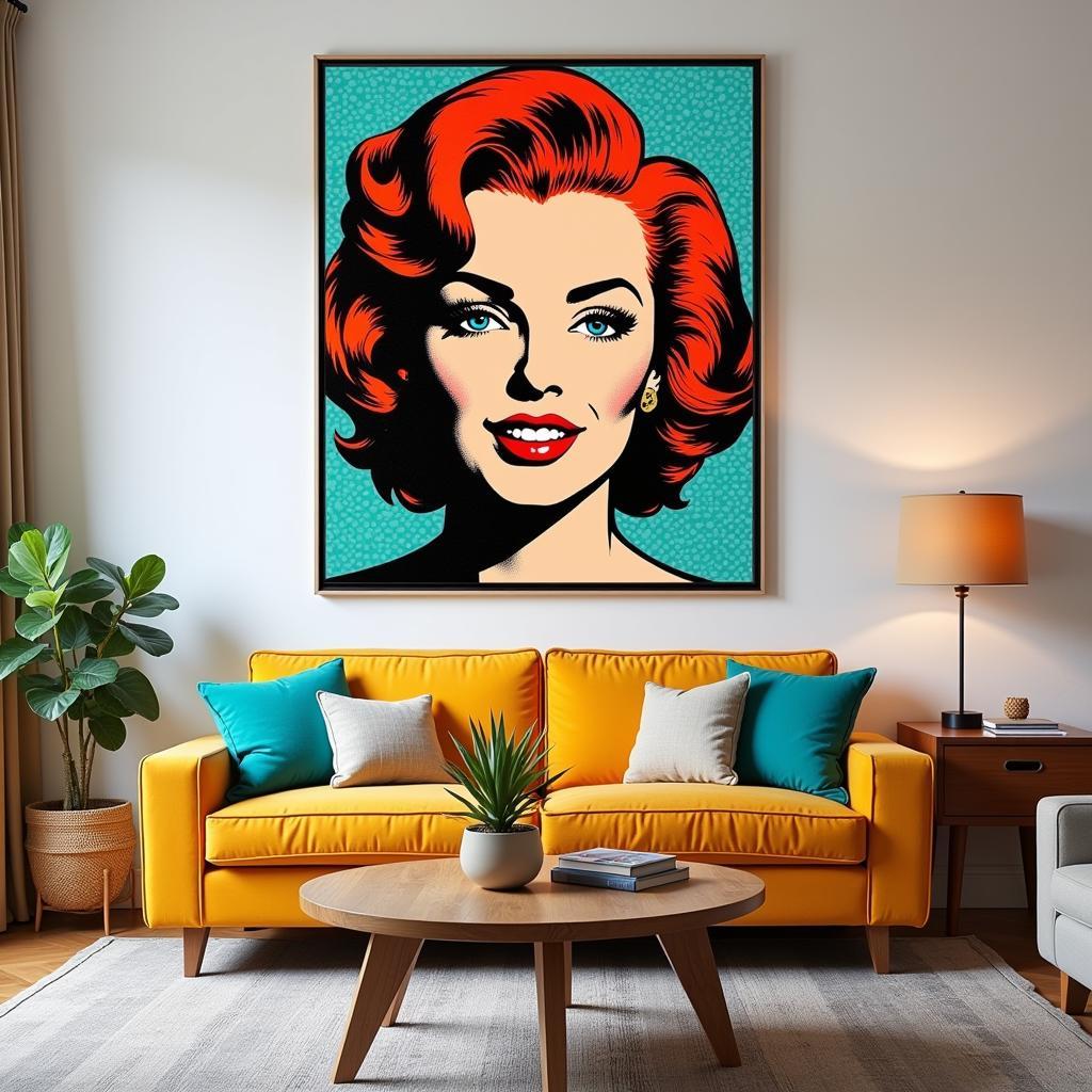 Retro Art Paintings: Pop Art in Living Room Setting