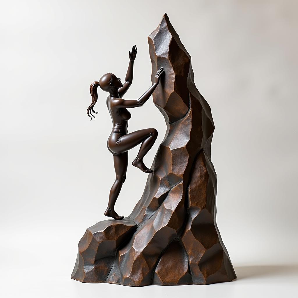 Rock Climbing Wall Art Metal Sculpture: Abstract Climber