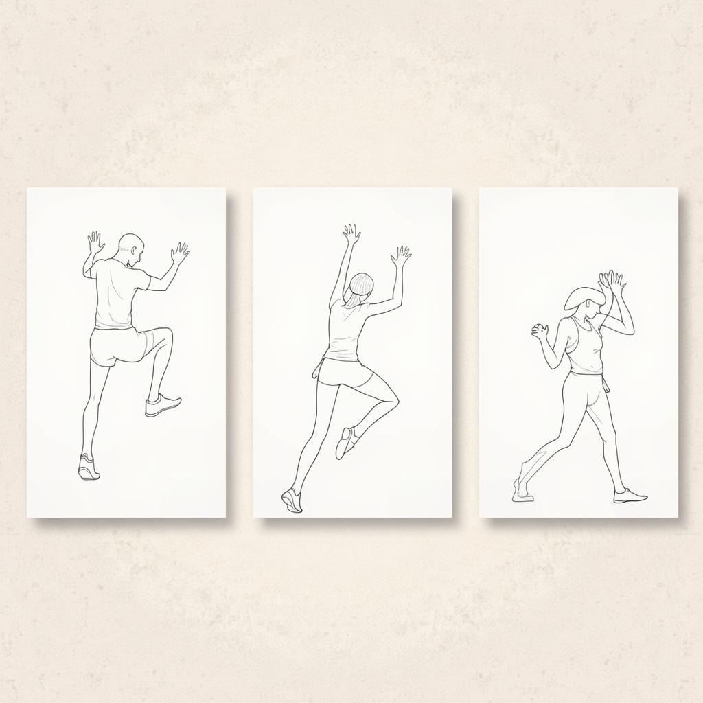 Rock Climbing Wall Art Prints: Minimalist Line Drawing