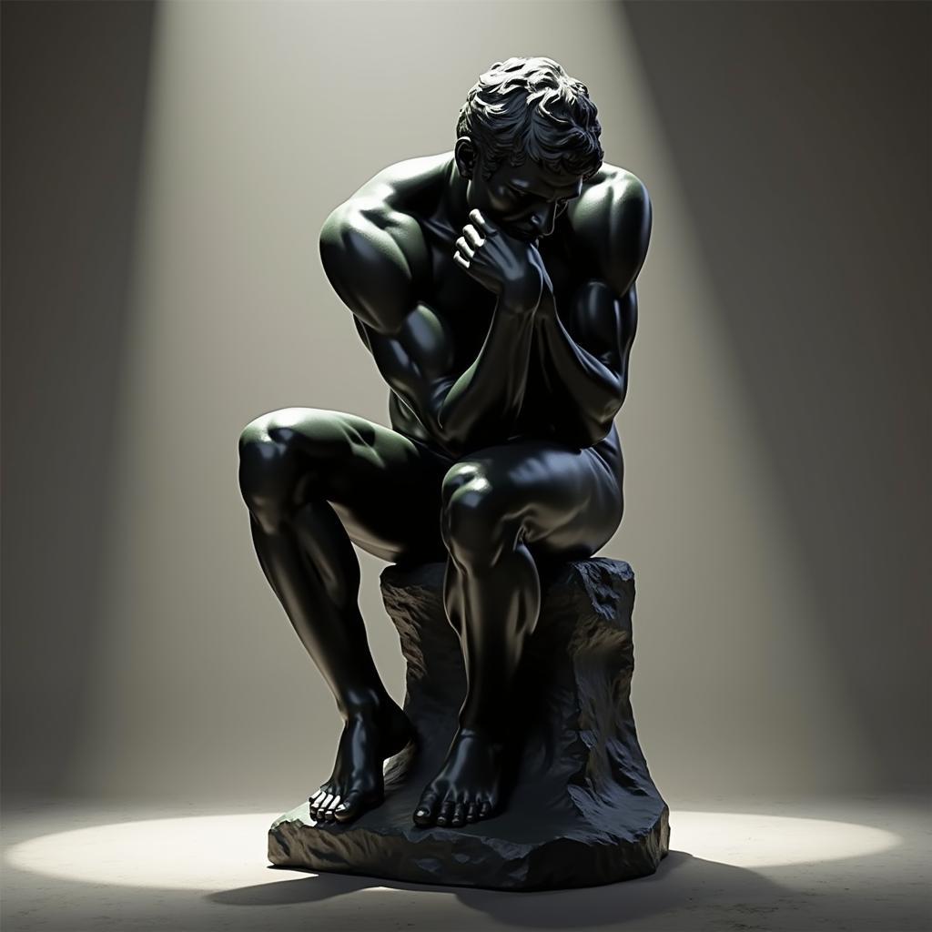 Rodin's The Thinker Reimagined in Digital Art