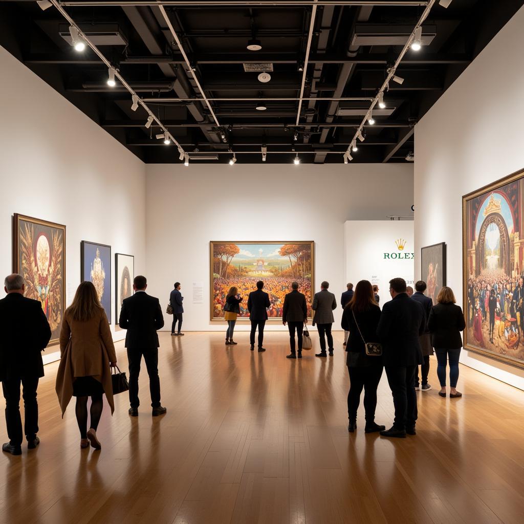 A photograph of a Rolex-sponsored art exhibition.