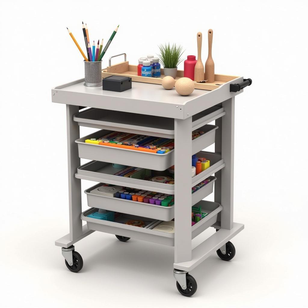 Multi-tiered Rolling Art Cart with Adjustable Shelves