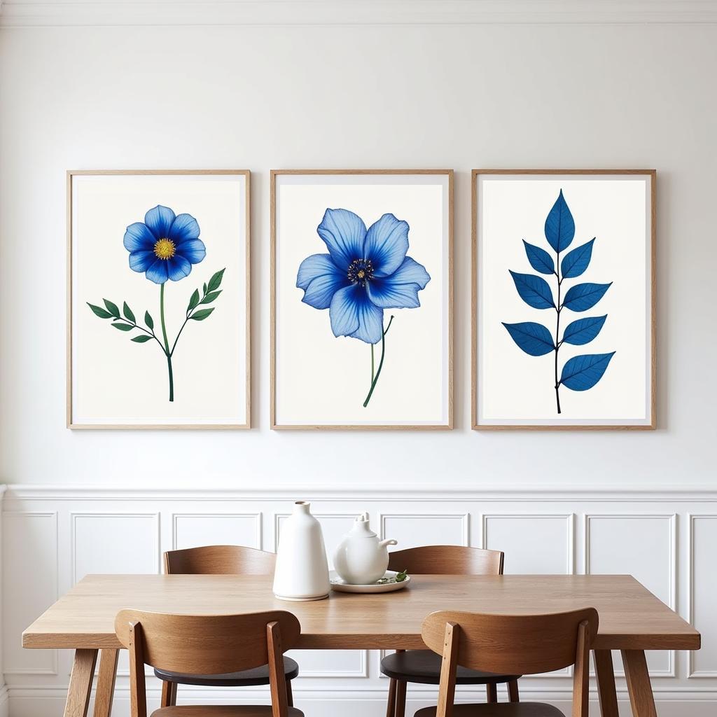 Vibrant Royal Blue Botanical Wall Art Prints