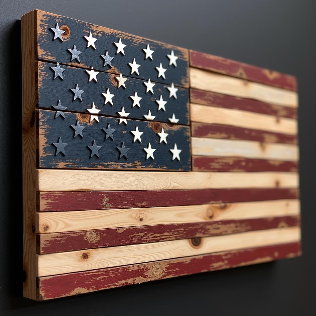 Rustic American Flag Wooden Wall Art