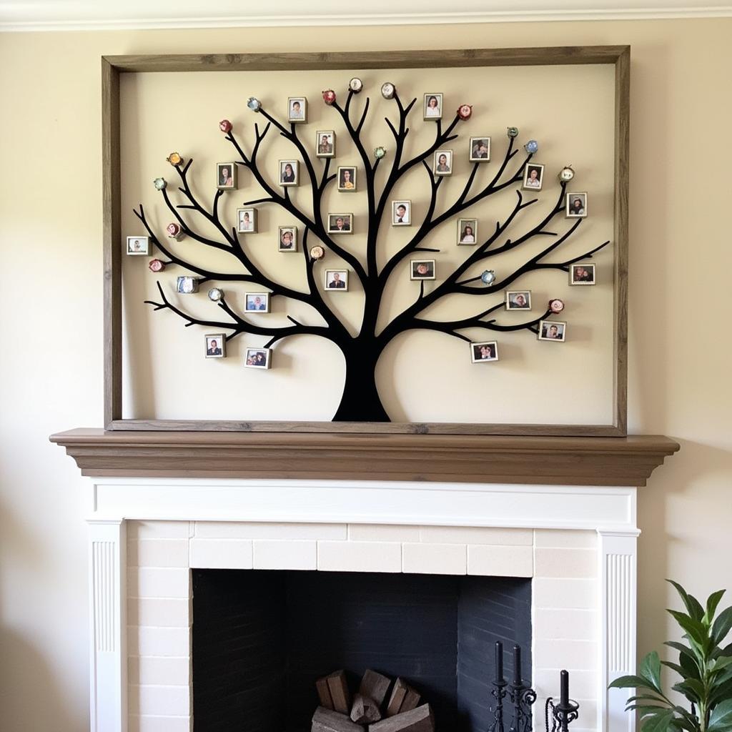 Rustic Custom Family Tree Wall Art in Farmhouse Style Living Room