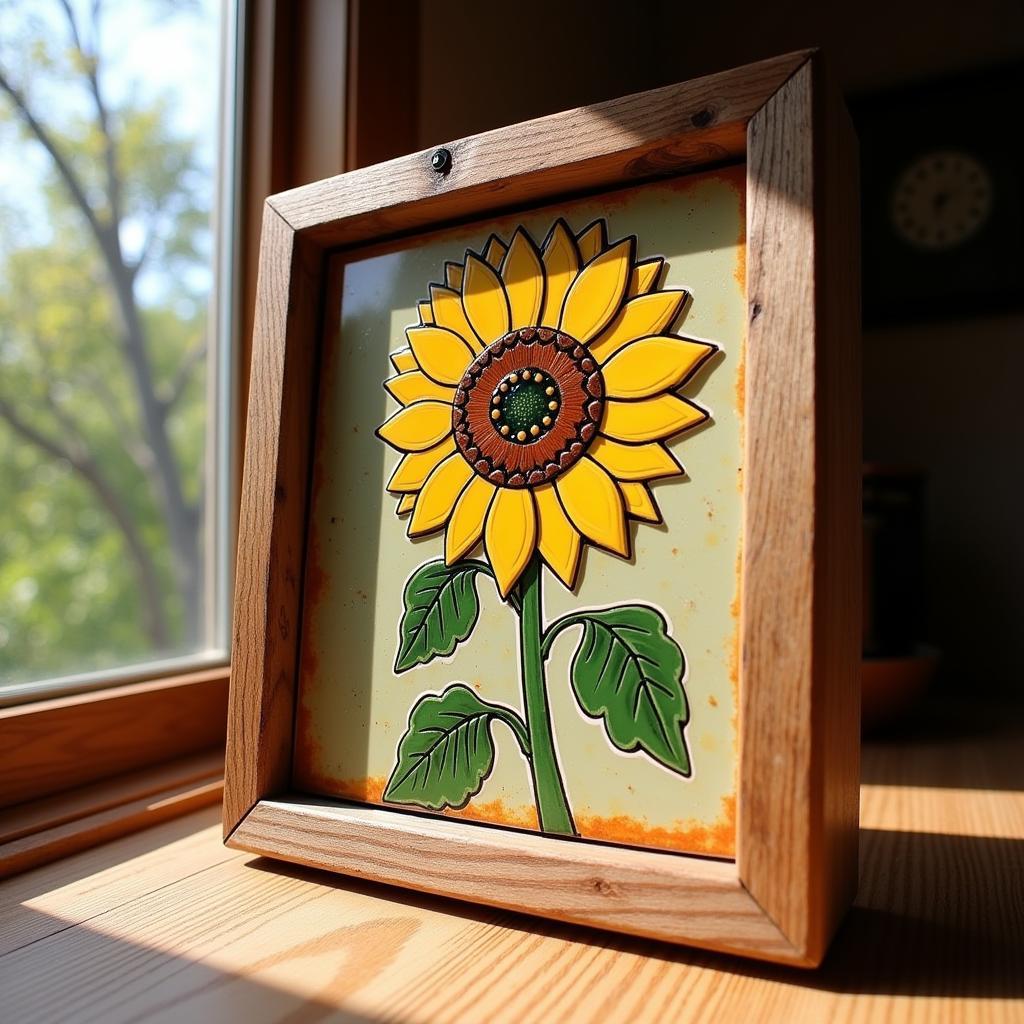 Rustic Wood Frame for Tile Art showcasing natural charm