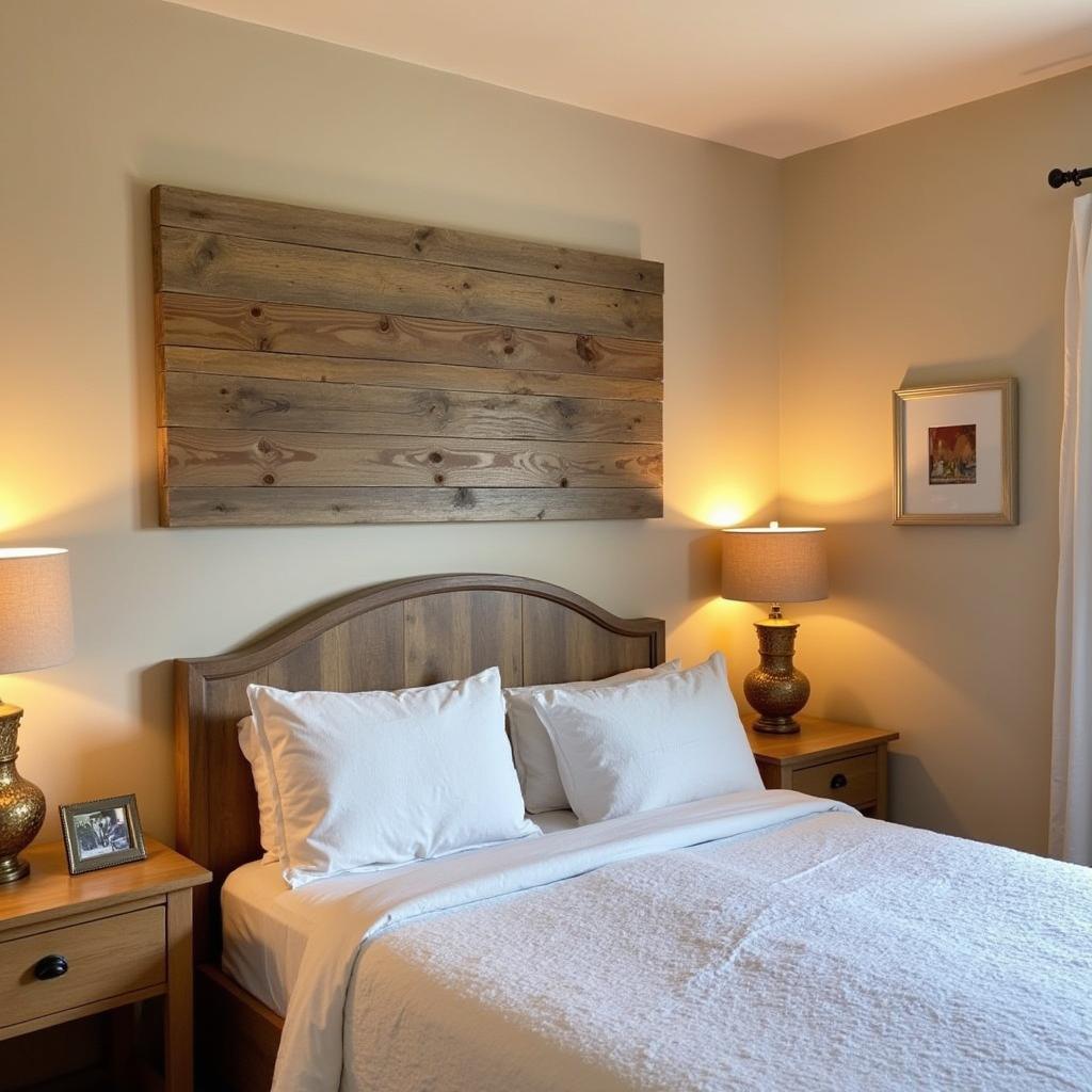 Rustic Large Wood Wall Art in a Bedroom