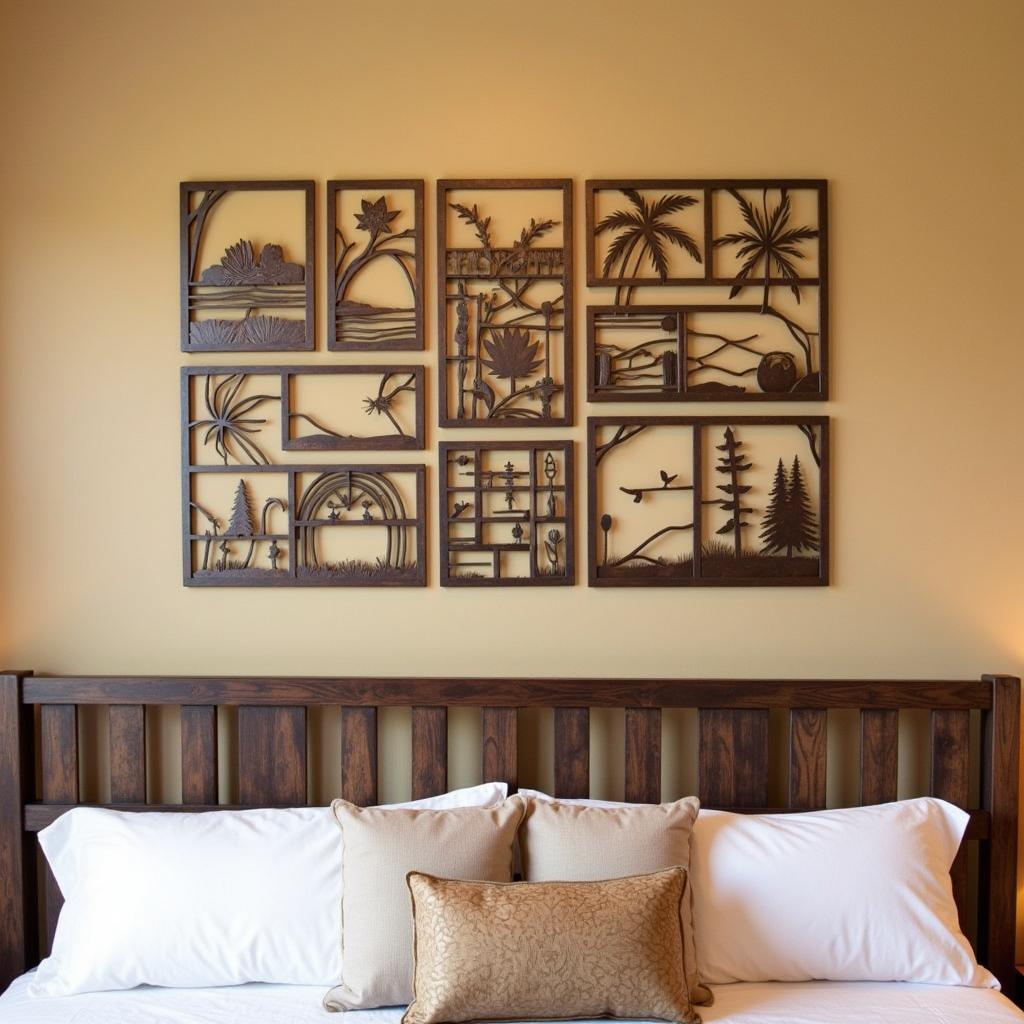 Rustic Metal Wall Art in a Bedroom