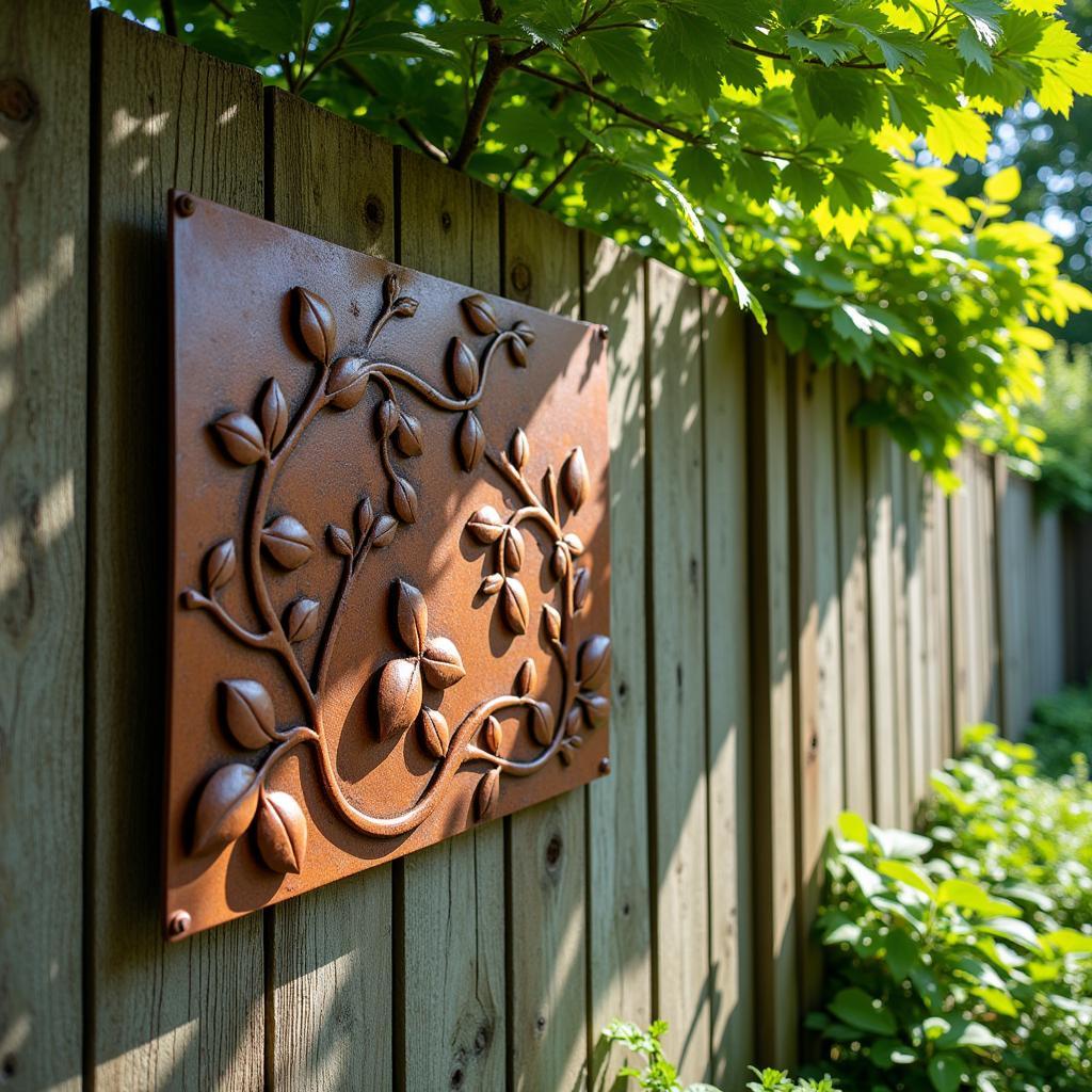 Rustic Metal Wall Art in a Garden Setting