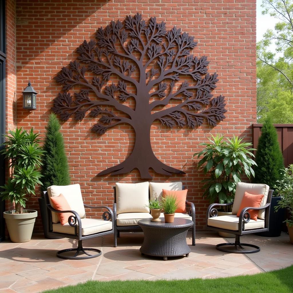 Rustic Metal Wall Art on an Outdoor Patio