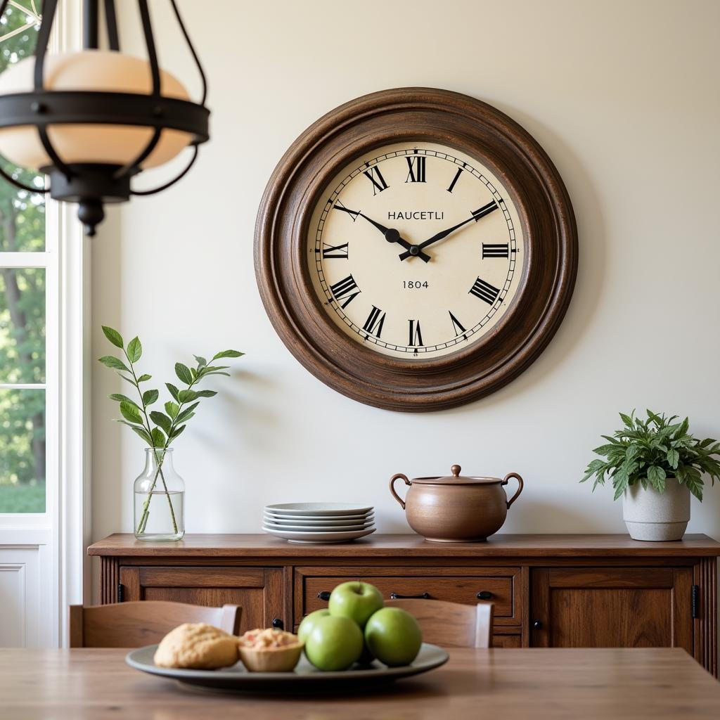 Rustic Wall Clock Art in a Dining Room