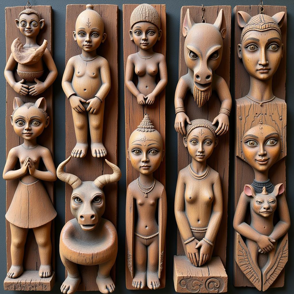 Rustic Wood Carvings: Examples of Folk Art Figures