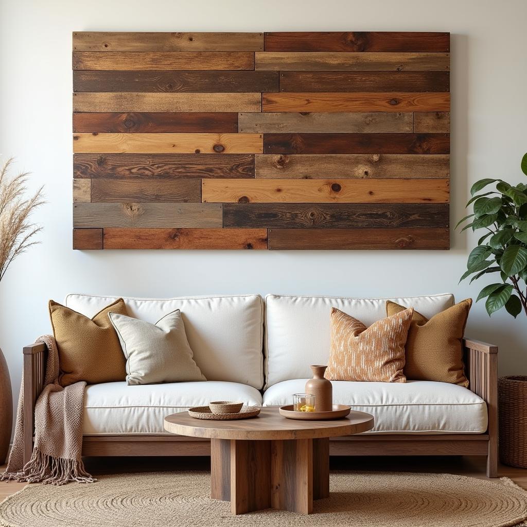 Rustic Wood Wall Art in a Living Room Setting