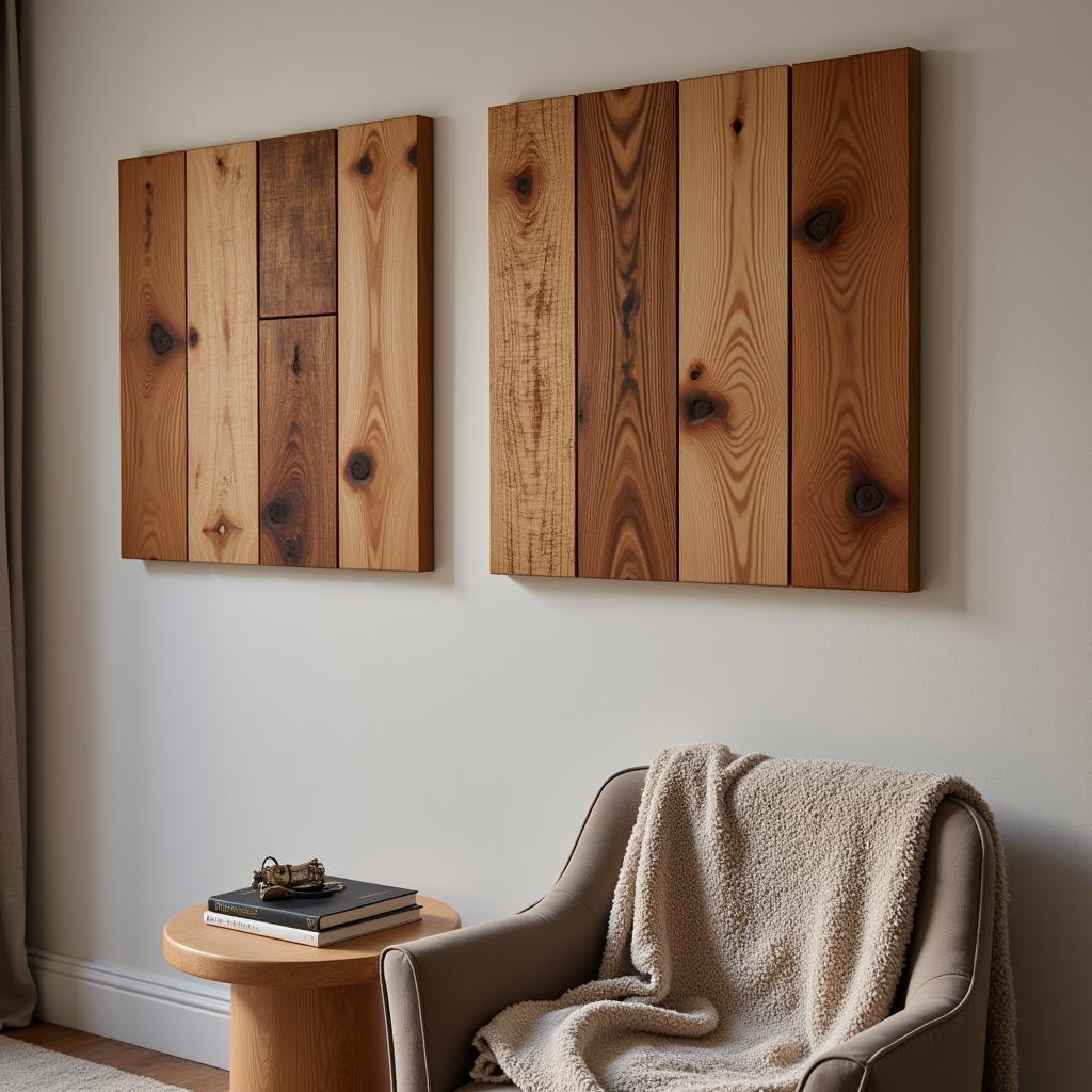 Rustic Wood Wall Art Panels in a Bedroom