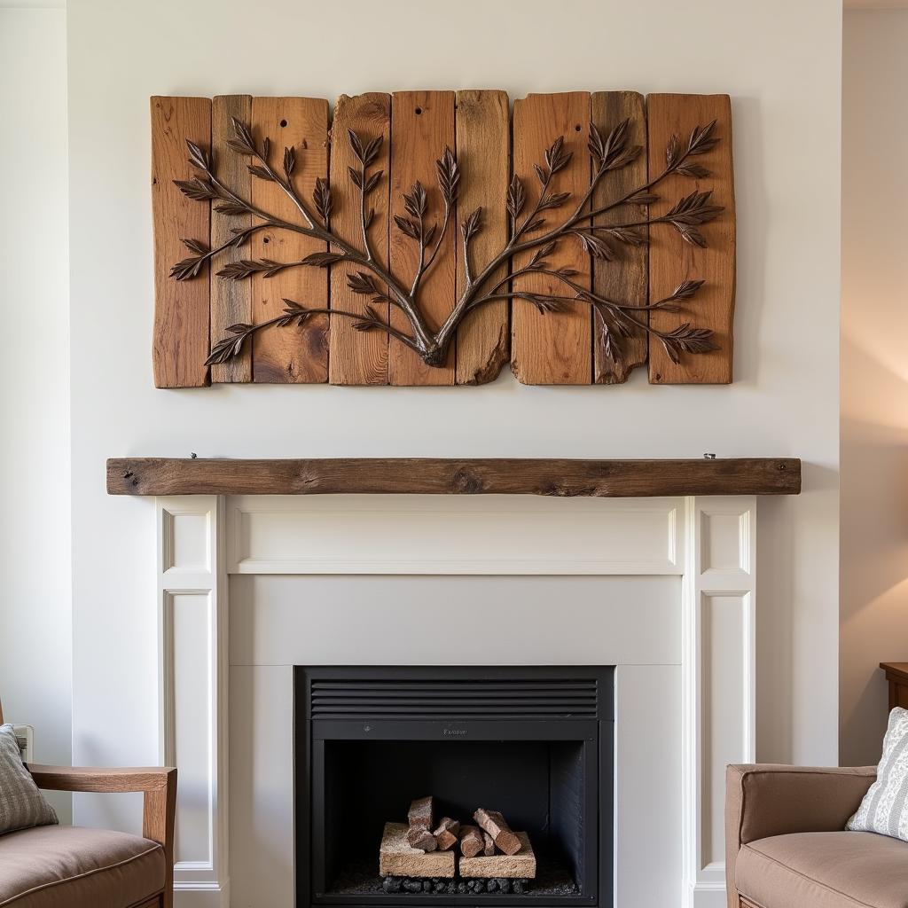 Rustic Wood Wall Hanging Art in a Living Room