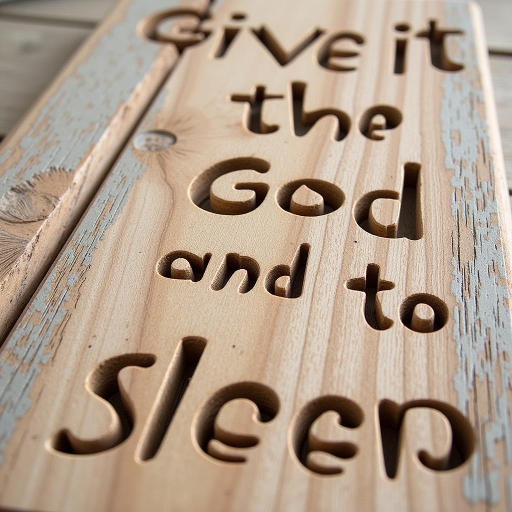 Rustic Wooden "Give It to God and Go to Sleep" Sign