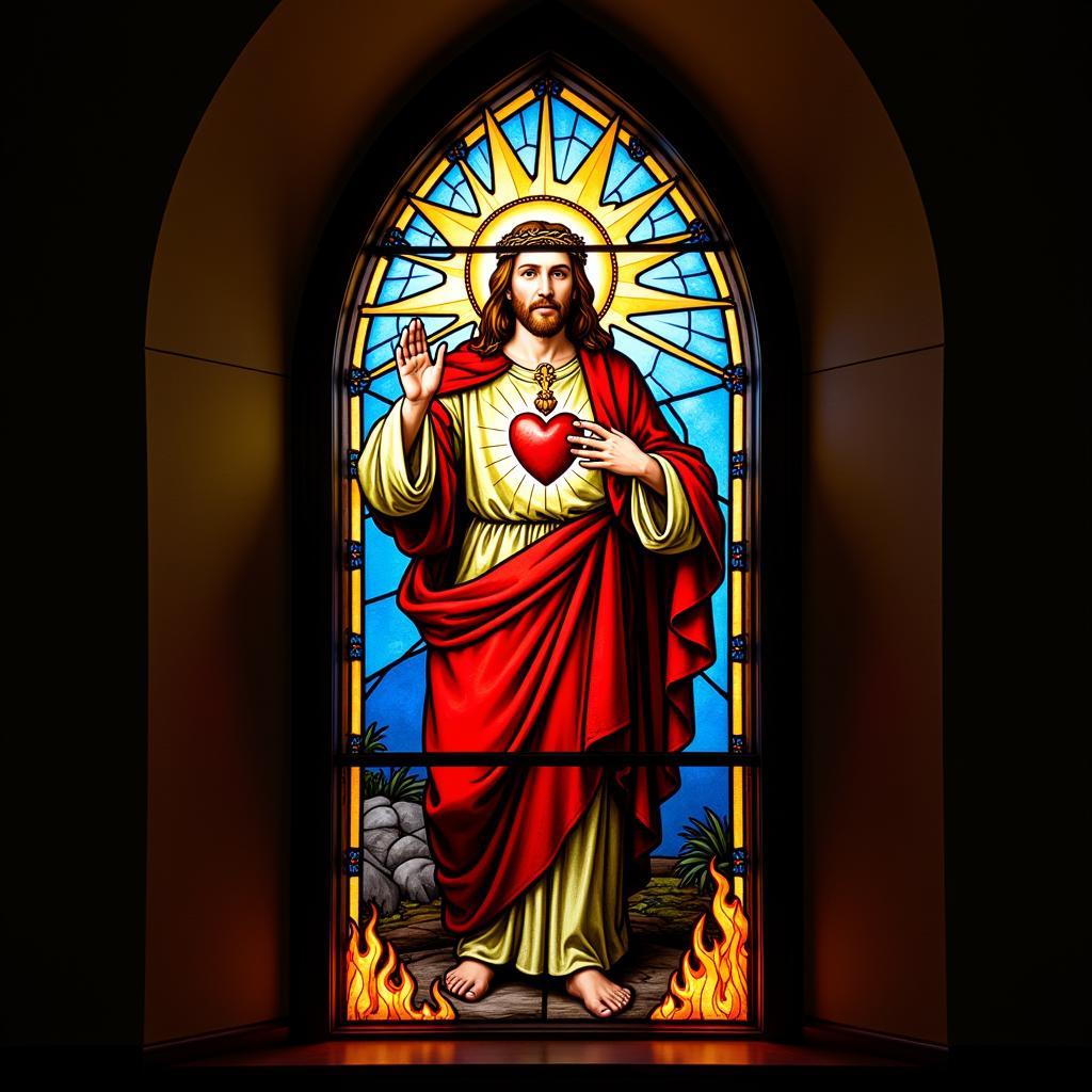 Stained Glass Sacred Heart of Jesus Wall Art