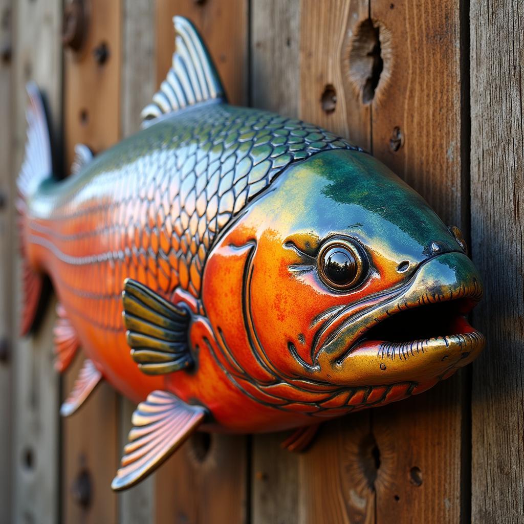 Salmon Metal Art Wall Sculpture