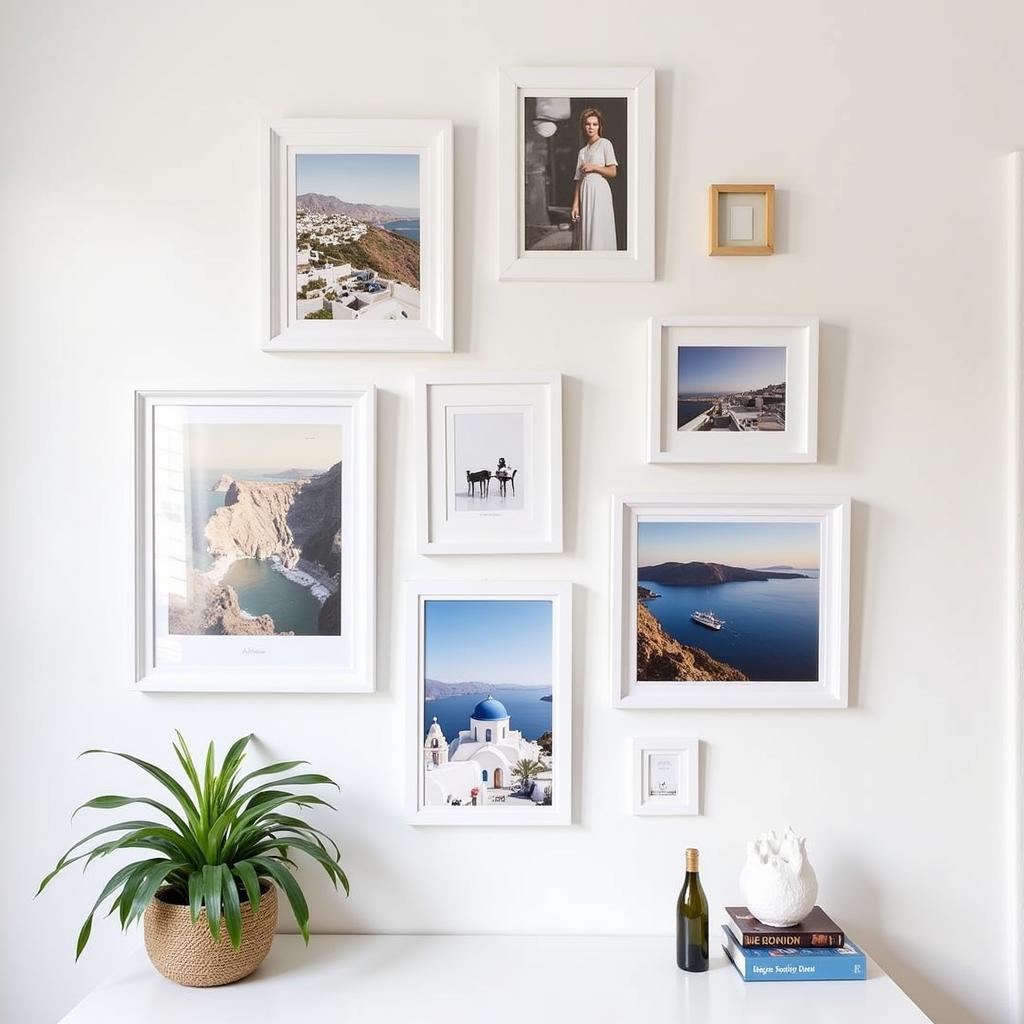 Santorini Inspired Gallery Wall Ideas with Blue and White Theme