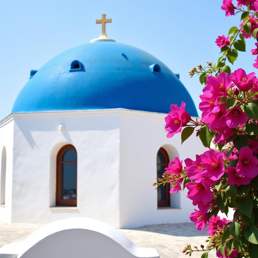 Santorini Greece Blue Dome Church Photography