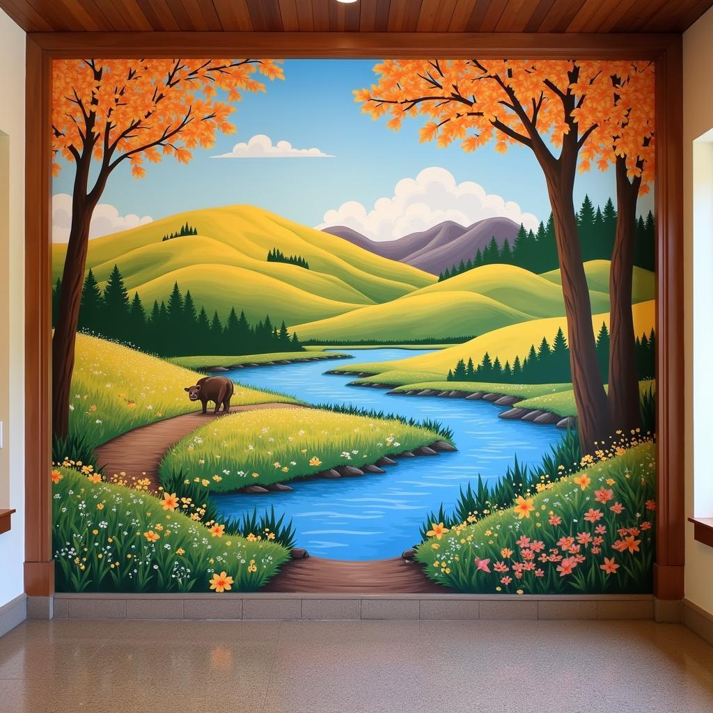 Saratoga Springs Temple Mural Depicting Local Landscape