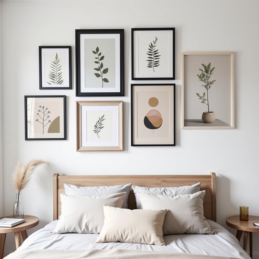 Scandinavian Gallery Wall in a Bedroom