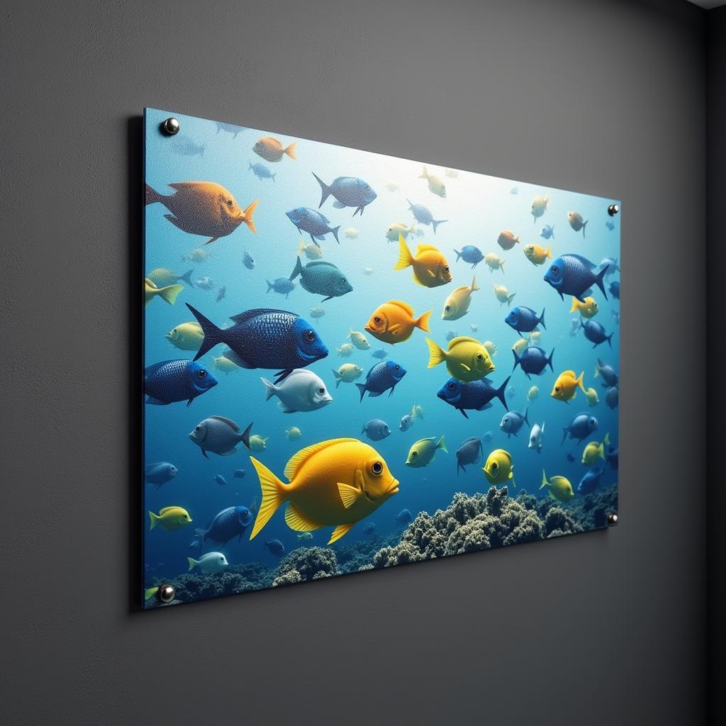 Metallic Wall Art of a School of Tropical Fish