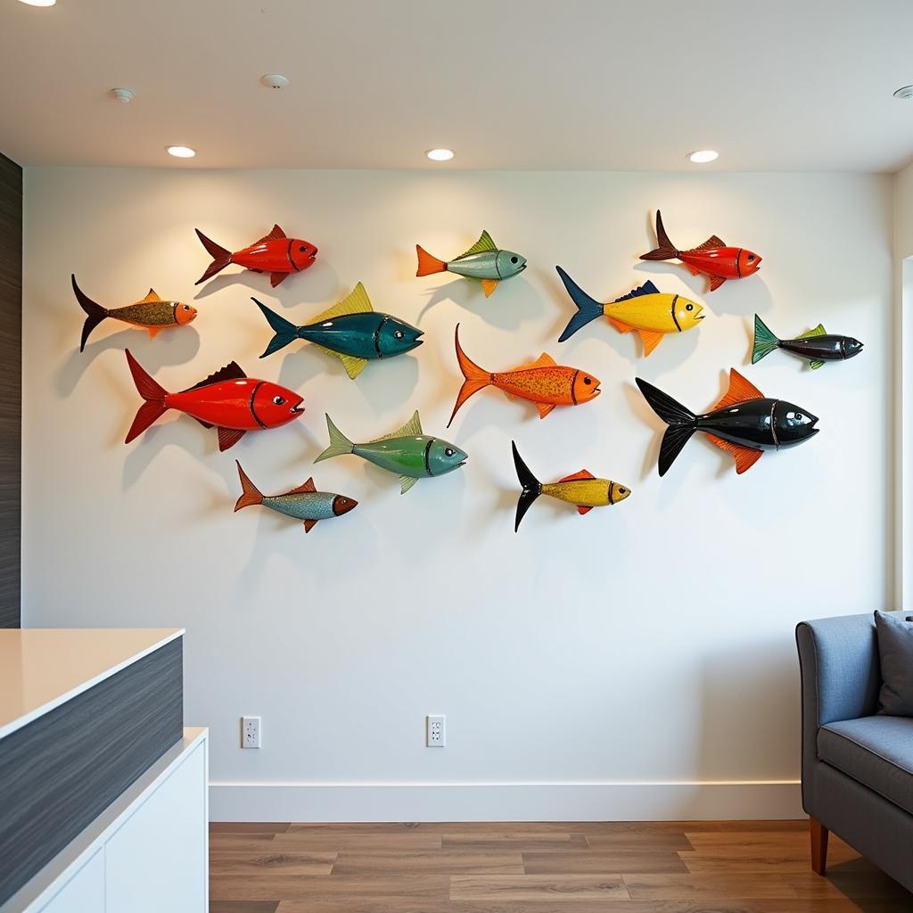 Schooling Fish Wall Art Installation