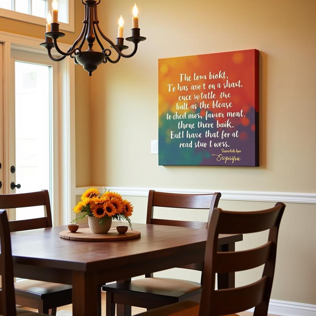 Scripture Canvas Wall Art in a Dining Room