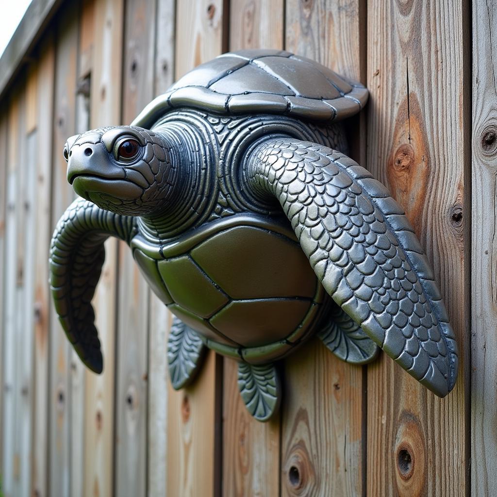 Metal Sea Turtle Wall Sculpture