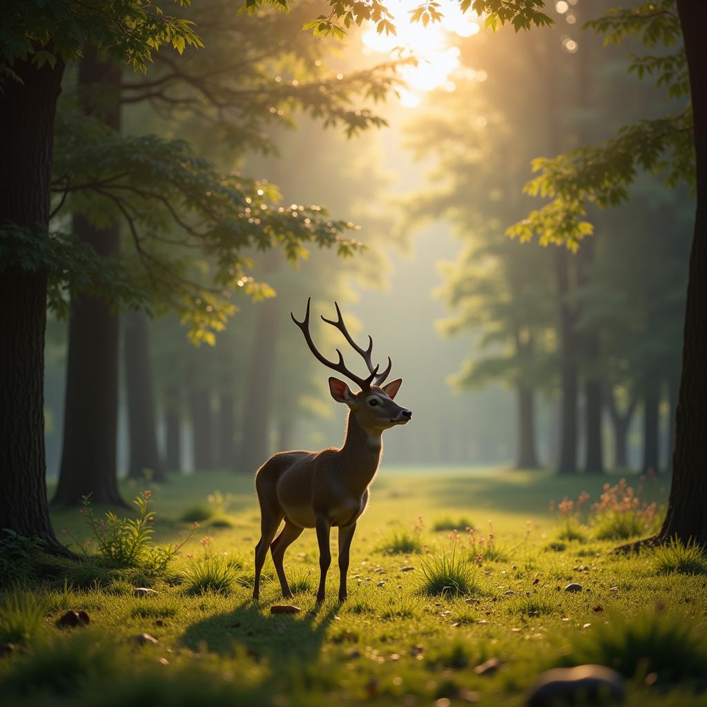 Serene Deer in Forest Photograph for a Calming Atmosphere