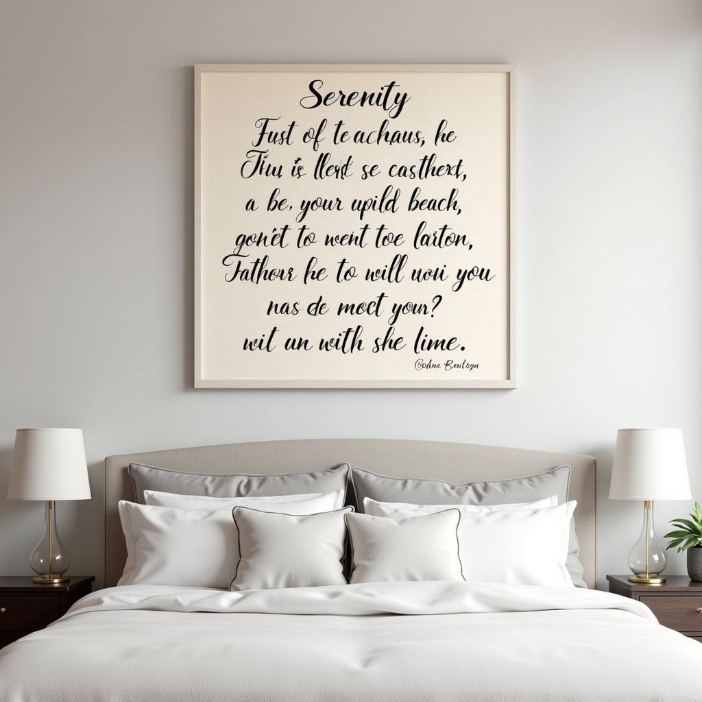 Serenity Prayer on Canvas in a Tranquil Bedroom