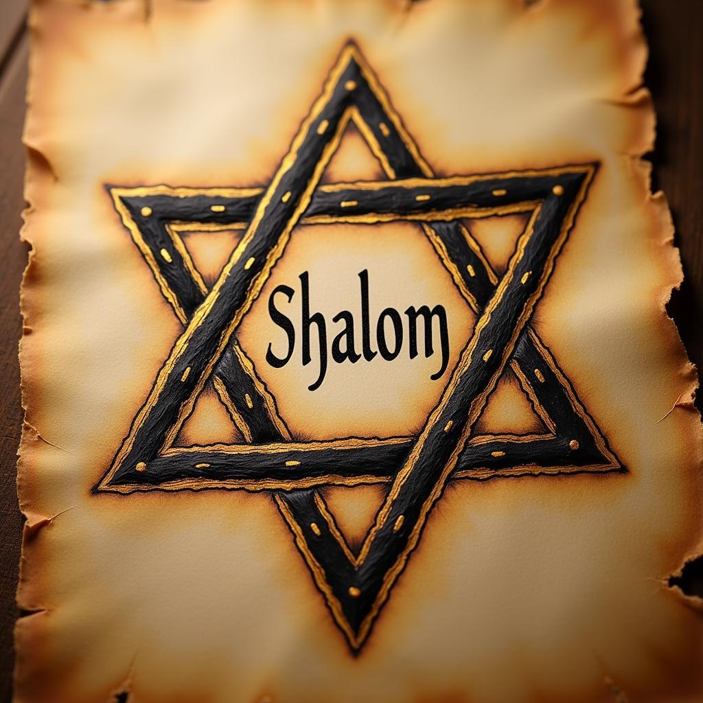 Shalom Art Calligraphy Featuring the Star of David