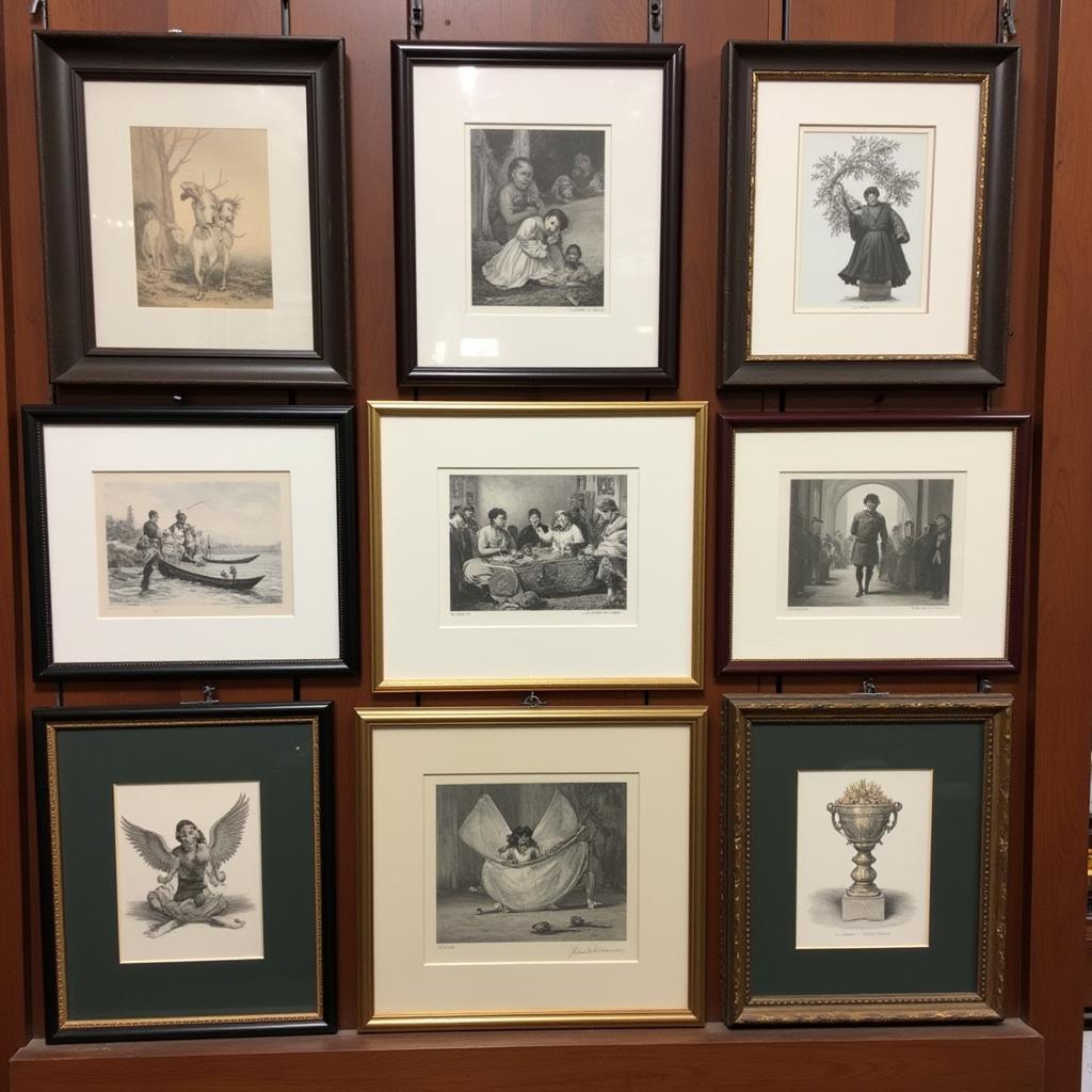 A collection of beautifully framed signed art prints.