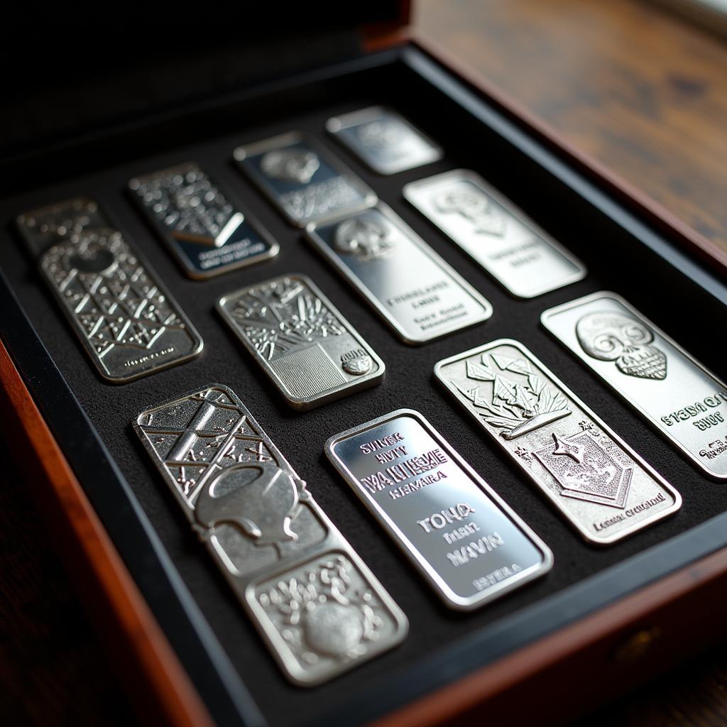 Silver Bar Art with Geometric Patterns as Investment