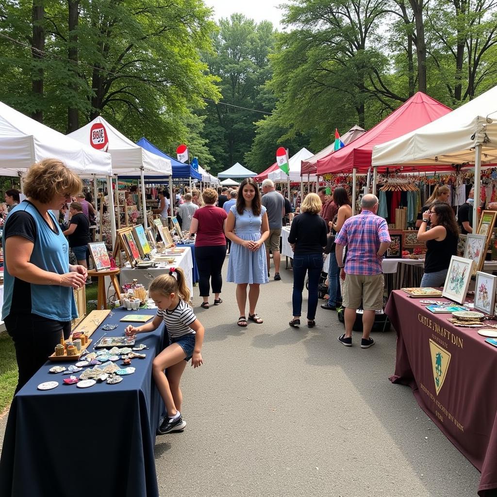 Vibrant booths at the Simsbury Arts and Crafts Festival