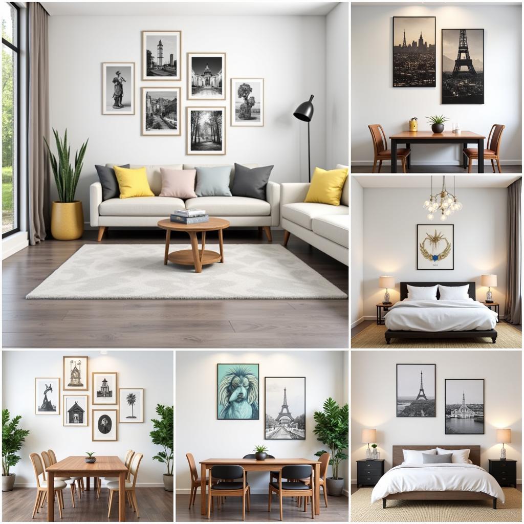 Six Piece Wall Art in Different Rooms